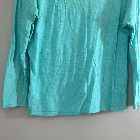 Lilly Pulitzer, 100% Pima Cotton Women's Aqua Long Sleeve Top size M - Picture 3 of 7